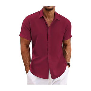 2025 camisa hawaiana de media manga para hombre de calidad superior con botones de ajuste Regular 100% algodón antiarrugas franela transpirable - Product Image 1