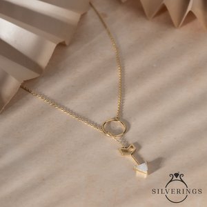 Collier en argent sterling 925 avec pierre de lune arc-en-ciel en forme de flèche pour les occasions de cadeaux - Product Image 5