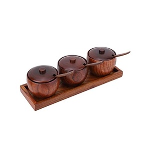 Vente en gros de sucriers/pots en bois Couverts Bocaux Sel Sucre Épice Poivre Boîte Boîtes Pots avec sucrier en bois d'acacia - Product Image 2