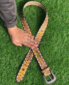 Nouveau véritable haute qualité en cuir véritable outillage Western tournesol taille ceintures élégant à la main outillé en cuir sculpté unisexe ceintures - Product Image 5