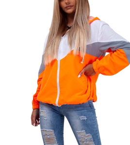 Chaqueta Cortavientos Deportiva para Mujer, con Capucha y Cremallera de Nailon, Diseño Color Block, Informal, para Verano, Tallas Grandes - Product Image 4