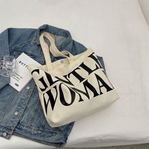 Hua Cheng <b>Canvas</b> Tote <b>Bag</b> <b>Large</b> Capacity Letter Print Fashion Design Single Shoulder All Seasons Travel Shopping <b>Bag</b> - Product Image 5