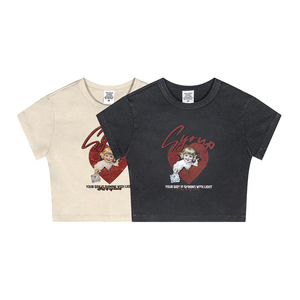 Camiseta Corta para Mujer STREETLAB, Estilo Veraniego, Corte Ajustado, Cuello Redondo, Manga Corta, Estilo Lavado, Ropa Urbana, Impresión de Logotipo Personalizado - Product Image 4
