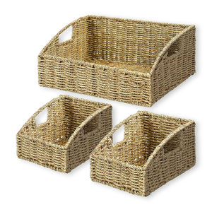Organiseur de documents en jonc de mer de qualité supérieure, fait main, panier à papeterie, organiseur de bureau. - Product Image 2