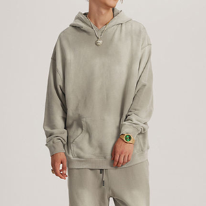 Sweat à capuche lavé à l'acide de style vintage 100% coton de haute qualité pour hommes Logo personnalisé en gros col rond uni pour l'hiver - Product Image 6