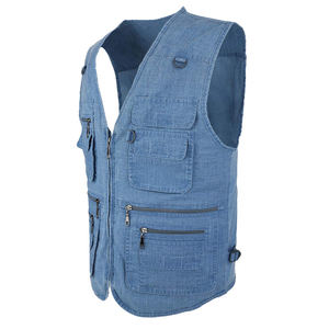 Gilet de travail personnalisé de haute qualité avec col pour hommes Gilet de travail pour hommes Gilets zippés en coton durable avec patch Gilet de poche en 5 dimensions - Product Image 6