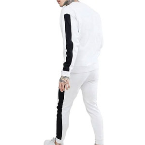 2024 nuevo estilo logotipo personalizado chándal deportivo empalme Color liso Jogger hombres chándal conjunto con rayas - Product Image 2