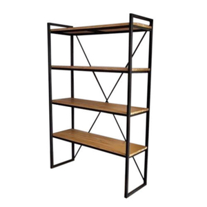 ชั้นวางของเหล็กและไม้โลหะสีดำเคลือบผงทำด้วยมือชั้นเก็บของทำในอินเดีย - Product Image 2