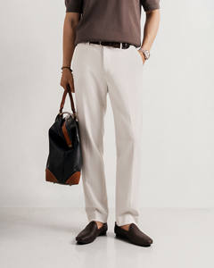 <b>Men's</b> Poly Viscose Spandex Formal <b>Pants</b> Breathable Eco-Friendly Multi-Pocket Flat Mid Waist Slim <b>Cropped</b> Lightweight Bleach Wash - Product Image 1