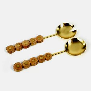 Ensemble de service à salade en acier inoxydable poli doré moderne, ensemble de service à salade en acier inoxydable de haute qualité, durable - Product Image 1