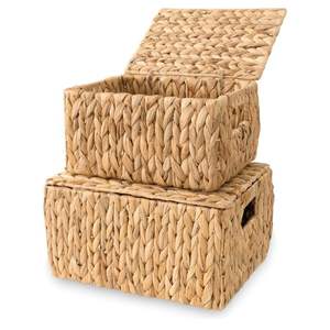 ตะกร้าเก็บของงานฝีมือคุณภาพสูงสไตล์นอร์ดิก ตะกร้าผ้าทันสมัยทำจากผักตบชวา สำหรับจัดระเบียบบ้านและตกแต่ง - Product Image 4