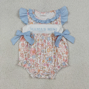 Vestido de Verano para Niñas Pequeñas RTS, Mangas Cortas, Estilo Mamá, con Lazo de Flores - Product Image 2