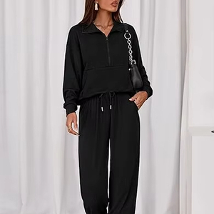 Conjunto Deportivo Casual de Invierno para Mujer, Lavado Ácido, Estampado, Corte Regular, Tacto Cálido, Secado Rápido, Transpirable - Product Image 1