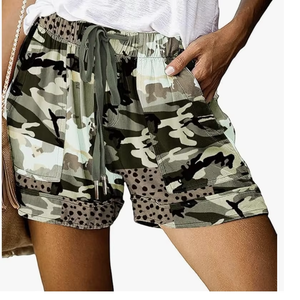 Shorts d'été en coton pour femmes fabriqués au Bangladesh, confortables, taille élastique, cordon de serrage, shorts décontractés avec poches, vêtements de détente doux - Product Image 1