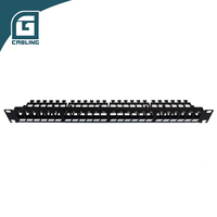 Panel Patch Jaringan Gcabling 1u 48 24 12 Port Cat6 6a Punch Down Rj45 Krone 8 Jalur untuk Kabel Patch Cat 6 7 Kabinet Jaringan