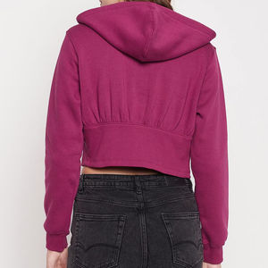 Custom <b>Women</b> Crop <b>Top</b> Cotton Zipper Hoodie Long Sleeve Made of Cotton & Fleece Casual Streetwear Cropped Zipper Hoodie - Product Image 5