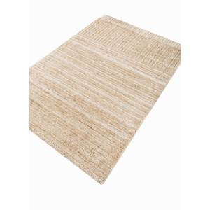 พรมขนสัตว์และไหมถักมือสีเบจและสีน้ำตาลลายทาง  ผ้าฝ้ายออร์แกนิกสำหรับห้องนั่งเล่น พรมปูพื้นจากเส้นใยปอกระเจา-Aiws-3008(Cs-01) - Product Image 2