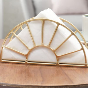 Soporte para servilletas de Metal geométrico chapado en oro, último arte para el hogar, Hotel, mesa, soporte de tejido decorativo para boda - Product Image 1
