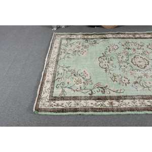 Tapis vintage vert beige 5,3x8,7 pieds Tapis turcs - Product Image 3