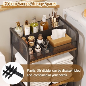 Étagère de rangement de salle de bain moderne <span class=keywords><strong>à</strong></span> 3 niveaux en métal enduit de poudre porte-papier hygiénique roues chariot utilitaire unité de rangement - Product Image 3