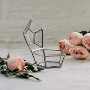 Glass Jewelry <b>Box</b> <b>with</b> Crystal Clear <b>Lid</b> Luxury Modern Home <b>Decorative</b> Gold Metal Glass Jewelry <b>Box</b> - Product Image 4