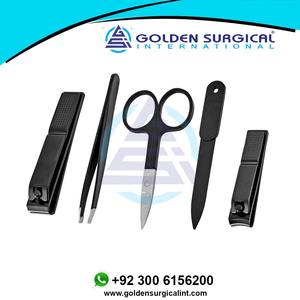 Kit de soin des ongles de voyage avec coupe-ongles en acier inoxydable noir et coupe-ongles pour les pieds, lime à ongles, pinces à épiler pointues - Product Image 2