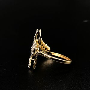 Impresionante anillo de cóctel de oro amarillo de 18 quilates con flor adornada con diamantes clásicos para celebrar el equilibrio de la naturaleza, regalo de belleza para fiestas - Product Image 2