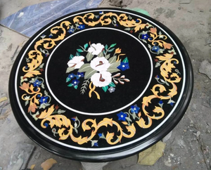 Table de chevet en marbre vert avec incrustation de nacre, modèle personnalisé fait à la main, art populaire indien, fleur, incrustation, travail artisanal, Saint-Valentin - Product Image 1