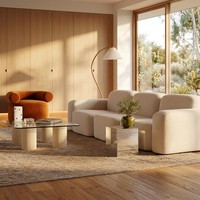 Canapé modulaire minimaliste en bouclette, style moderne, pour salon, hôtel, villa, espace commercial