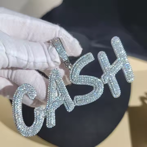 Fábrica VVS Moissanite diamante colgante collar Iced Out Hip Hop letra nombre colgante clásicos para hombres joyería fina personalizada - Product Image 3