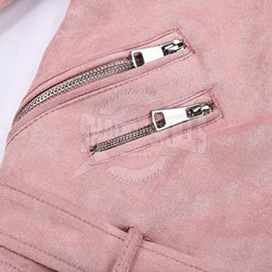 Women's Fashionable Winter Jacket Genuine Leather Stand Collar with <b>Zipper</b> Breathable Knitted for Adults on Sale - Product Image 4