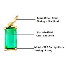 Cuarzo Rosa 8x4mm Baguette Cut Charms Oro de 18 quilates Vermeil y rodio Plateado 925 Sterling Silver Prong Set Birthstone Silver Charms - Product Image 2