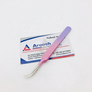 Haute qualité J courbe Type durable acier extension de cils pince à épiler pointe pointue rose violet clair coeur Design en gros - Product Image 4