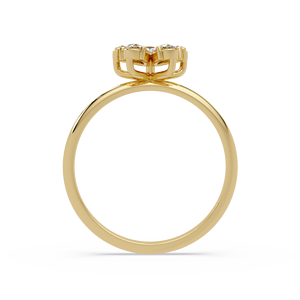Classic 14K Yellow Gold Pear Cut Lab grown Petal Diamond Floral Engagement <b>Ring</b> Minimalist Wedding Band Fine Jewelry for women's - Product Image 3
