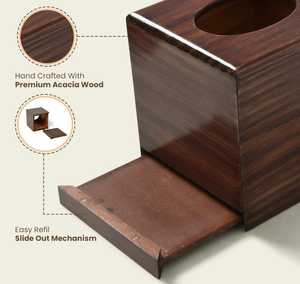 Dispensador de Caja de Pañuelos de Madera Hecho a Mano de Alta Calidad con Acabado Liso, Ecológico y Duradero para Uso en Oficina y Hogar - Product Image 3