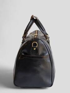 Sac de voyage de luxe en cuir véritable pour homme, noir, week-end, voyage, gym, nuit, bagage, grand sac de sport, doublure en polyester, cadeau - Product Image 4