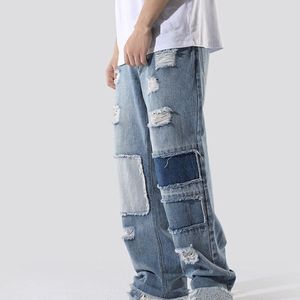 กางเกงยีนส์ผ้าฝ้าย100% ชายซักได้ระบายอากาศได้ดีและซักได้ด้วยการตกแต่งกระดุมสำหรับฤดูใบไม้ผลิและฤดูหนาว - Product Image 1
