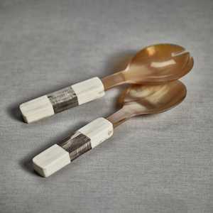 Modern Horn Disposable <b>Salad</b> Serving <b>Spoon</b> and Fork with Long Handle for Party Use - Product Image 5