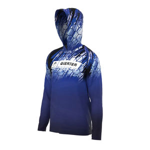 Sudadera con capucha de pesca de rendimiento para hombre al por mayor, protección UV de secado rápido, camisa de pesca con capucha de 100% poliéster UPF50 en blanco - Product Image 1