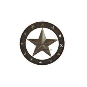 Diseño de estrella de Metal para colgar en la pared de bienvenida para decoración de jardín o entrada, acabado rústico de bronce, forma redonda - Product Image 1
