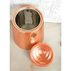 Copper Hammered Stainless Steel Dishwasher Safe Airtight Storage Container <b>for</b> Home Kitchen <b>Camping</b> Use As a Spice <b>Box</b> Sugar <b>Box</b> - Product Image 2