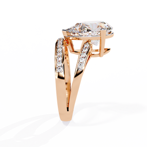Bague exclusive en or 14 carats certifiée IGI avec diamant de laboratoire taillé en poire couleur D-E VVS Clarity Options en or rose jaune et blanc - Product Image 5