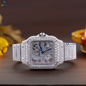 Ampliamente vendido Auto Date Iced Out VVS Clarity Moissanite Diamond Tachonado Reloj de acero inoxidable - Product Image 1