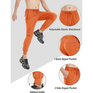 Pantalon de jogging style urbain pour homme, design minimaliste, taille élastique, cordon de serrage, léger, coupe ajustée - Product Image 4