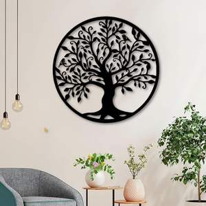 Décoration murale moderne en métal doré Feuille ronde Art mural Motif végétal de Noël pour salon Chambre à coucher Bureau Salle à manger Décoration murale - Product Image 5