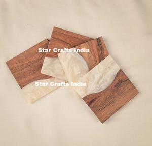 Posavasos cuadrados de madera Natural 100% con diseños de borde de ratán de bambú, alfombrillas para bebidas hechas a mano para cocina y accesorios de decoración del hogar - Product Image 2