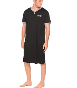 Chemise de nuit Henley pour hommes, col en v, manches courtes, vêtement de nuit doux et confortable, grande taille, collection - Product Image 3