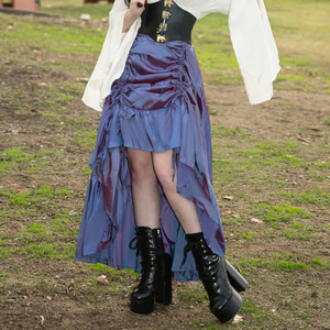 <span class=keywords><strong>Gonna</strong></span> Lunga Gotica Scarlatta con <span class=keywords><strong>Vita</strong></span> Elastica Regolabile, Stile Rinascimentale e Steampunk - Product Image 4
