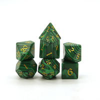 Ensemble de dés polyédriques en malachite à rayures vertes en vrac 7 pièces en gros dés de pierres précieuses du MDN pour donjons et dragons RPG