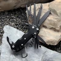 OEM 15 en 1, outil multifonction en acier inoxydable EDC, couteau de survie portable, ciseaux, ouvre-bouteille, mousqueton, multi-outil